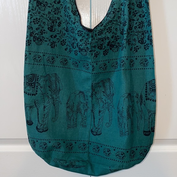 Green Printed Crossbody Shoulder Hippie Boho Messenger Cotton Bag - Picture 2 of 13